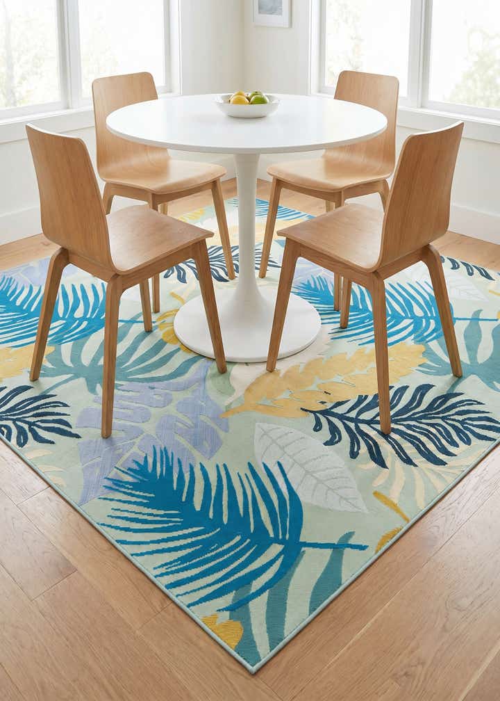 6' x 6' Easy-Clean Botanical Indoor / Outdoor Square Rug