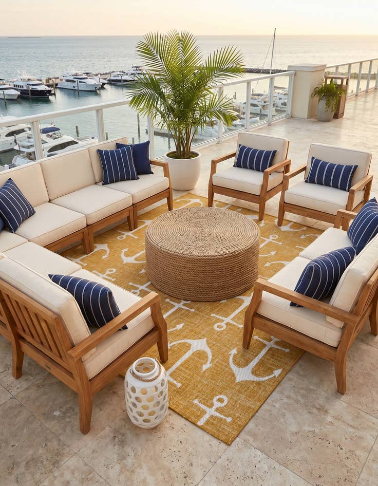 Detail image of 7' 10 x 7' 10 Easy-Clean Coastal Indoor / Outdoor Square Rug