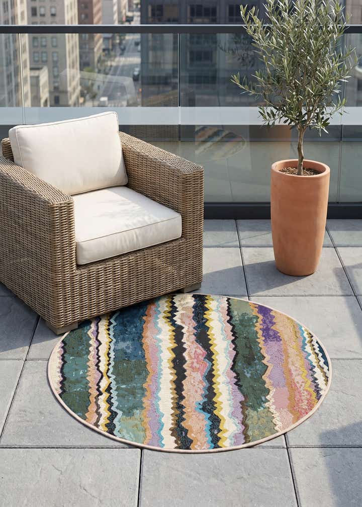 3' x 3' Easy-Clean Modern Indoor / Outdoor Round Rug