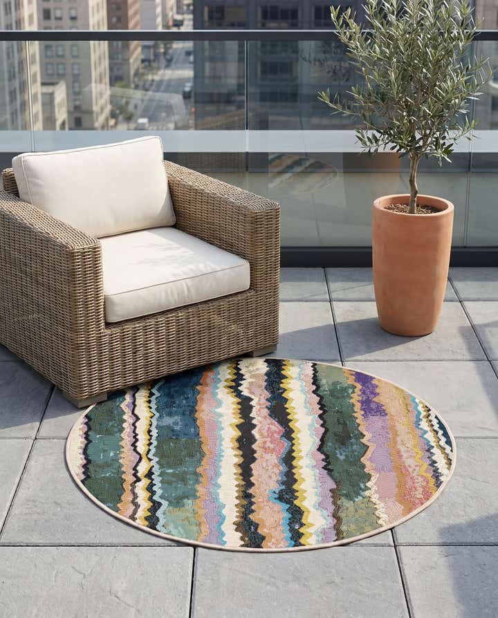 3' x 3' Easy-Clean Modern Indoor / Outdoor Round Rug