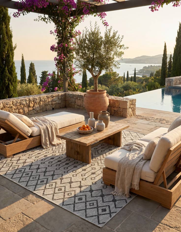 Detail image of 7' 10 x 7' 10 Easy-Clean Lattice Indoor / Outdoor Square Rug