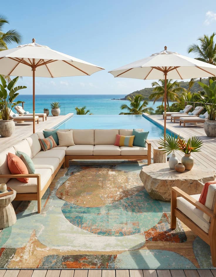 Detail image of 9' x 12' Easy-Clean Modern Indoor / Outdoor Rug