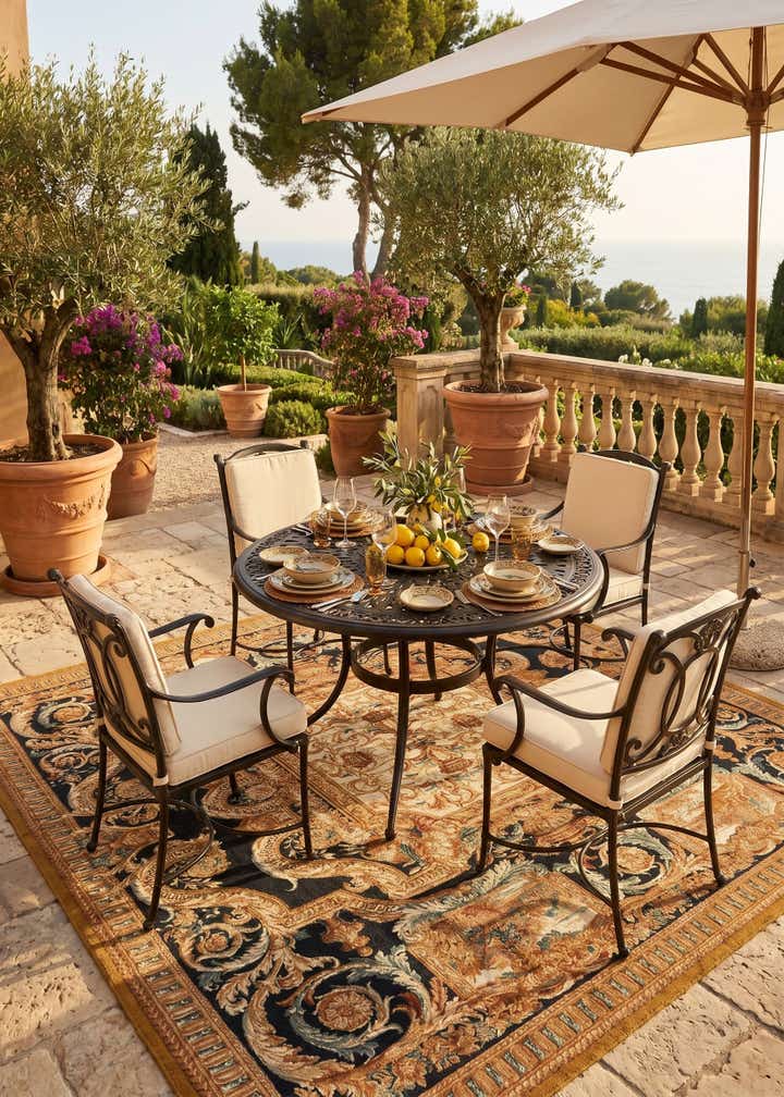 10' x 10' Easy-Clean Traditional Indoor / Outdoor Square Rug