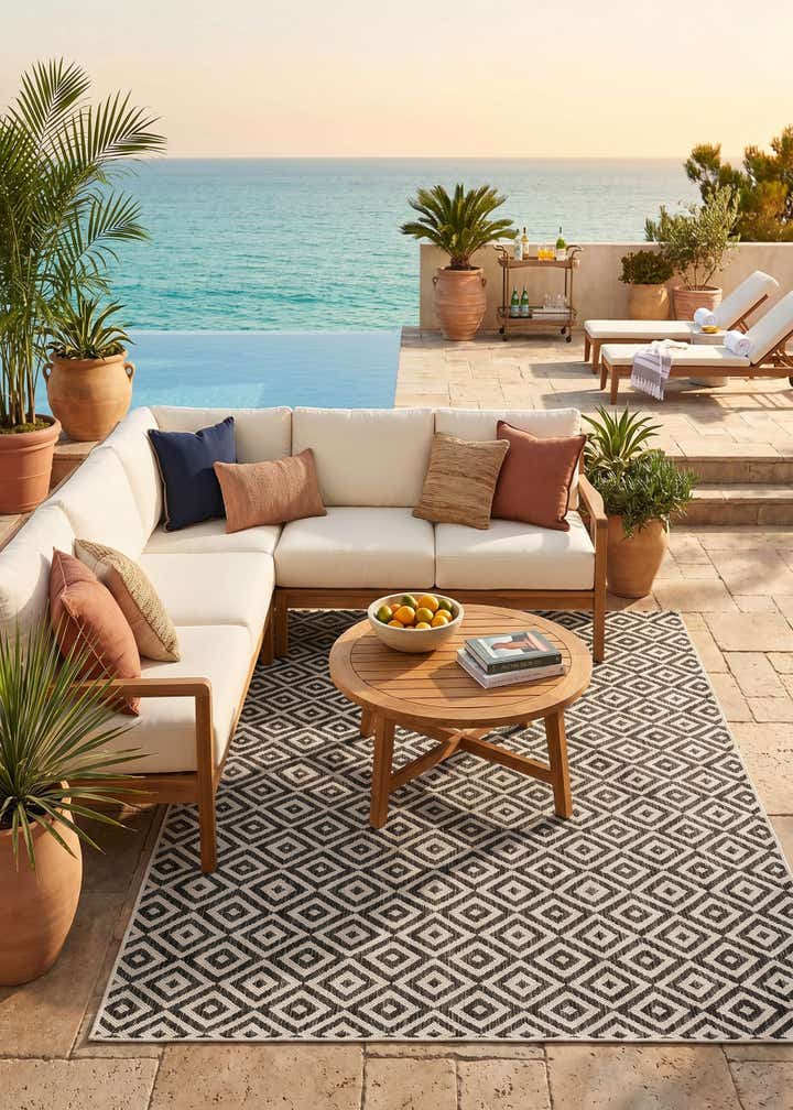 5' 3 x 8' Easy-Clean Jill Zarin Costa Rica Indoor / Outdoor Rug