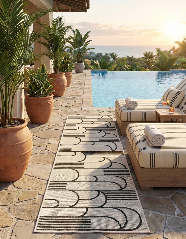 Detail image of 2' x 8' Easy-Clean Modern Indoor / Outdoor Runner Rug