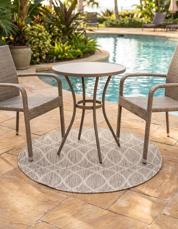 3' x 3' Easy-Clean Trellis Indoor / Outdoor Round Rug