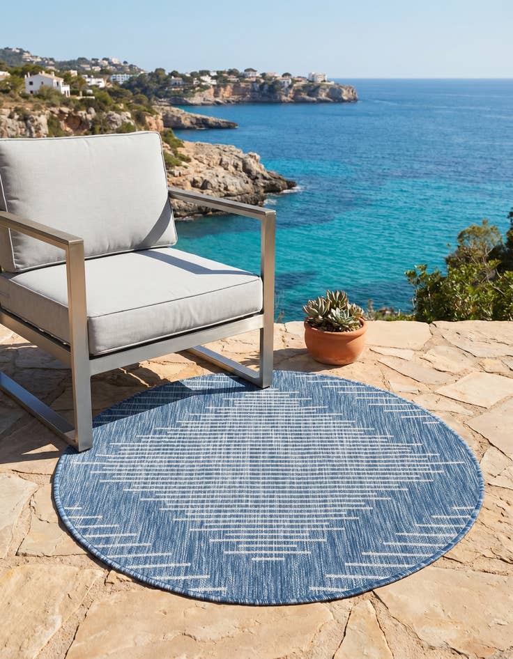 Detail image of 3' x 3' Easy-Clean Modern Indoor / Outdoor Round Rug