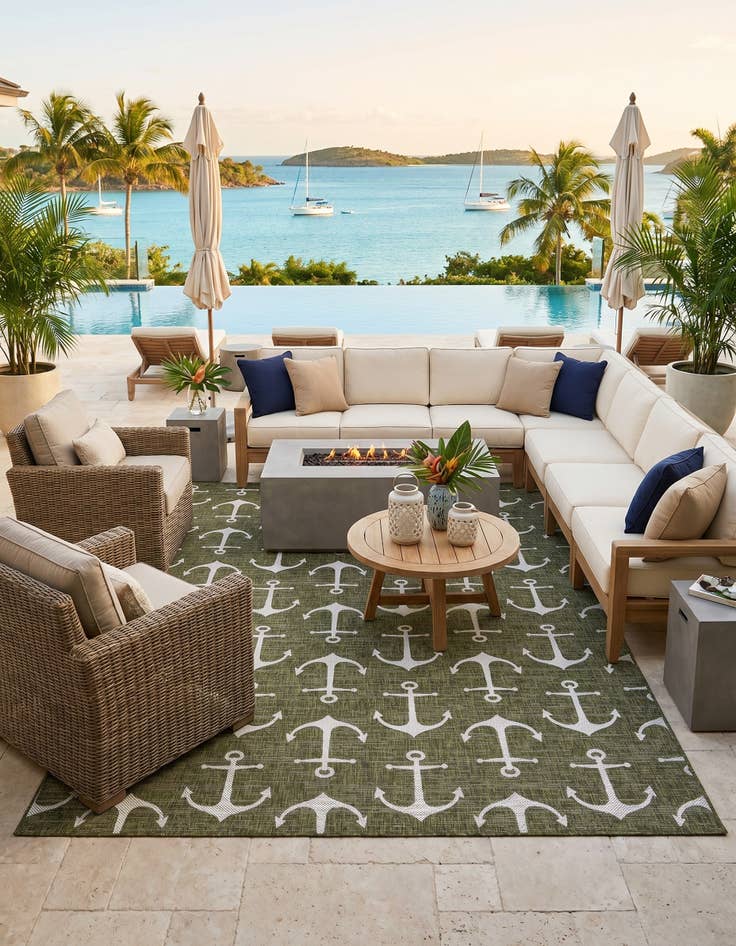 Detail image of 9' x 12' Easy-Clean Coastal Indoor / Outdoor Rug