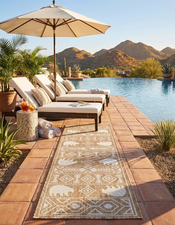 Detail image of 2' x 6' Easy-Clean Southwestern Indoor / Outdoor Runner Rug