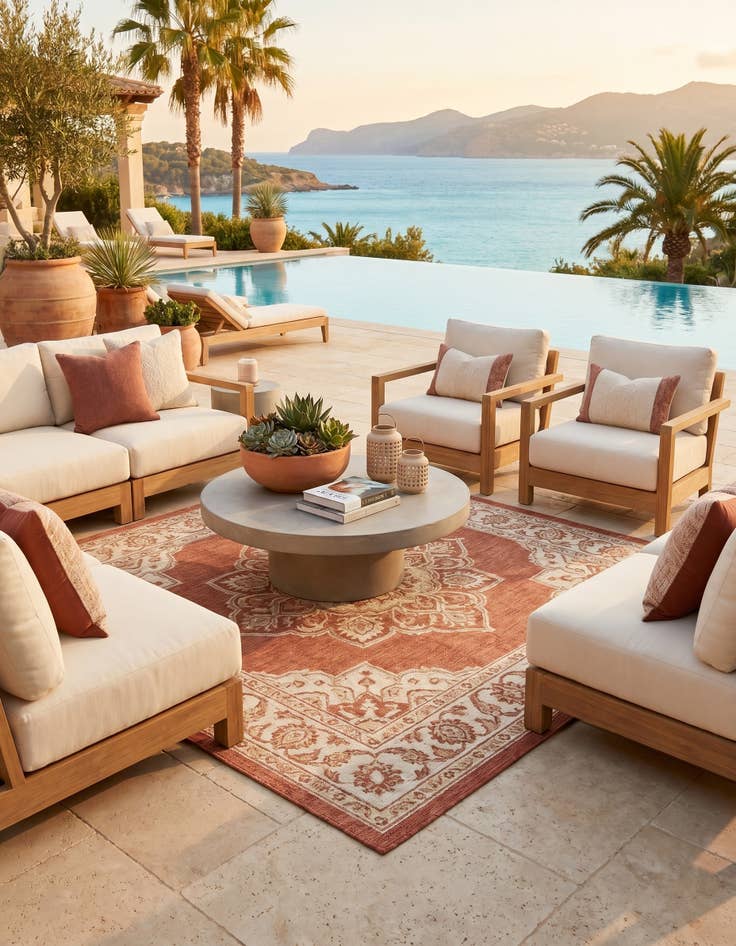 Detail image of 7' 10 x 7' 10 Easy-Clean Jill Zarin Dubai Indoor / Outdoor Square Rug