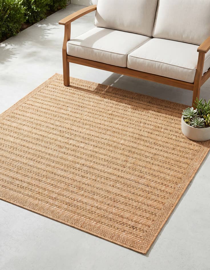 Detail image of 6' x 6' Easy-Clean Border Indoor / Outdoor Square Rug