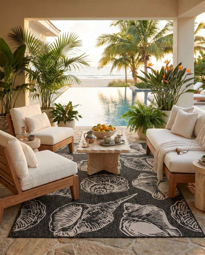 5' 3 x 8' Easy-Clean Coastal Indoor / Outdoor Rug