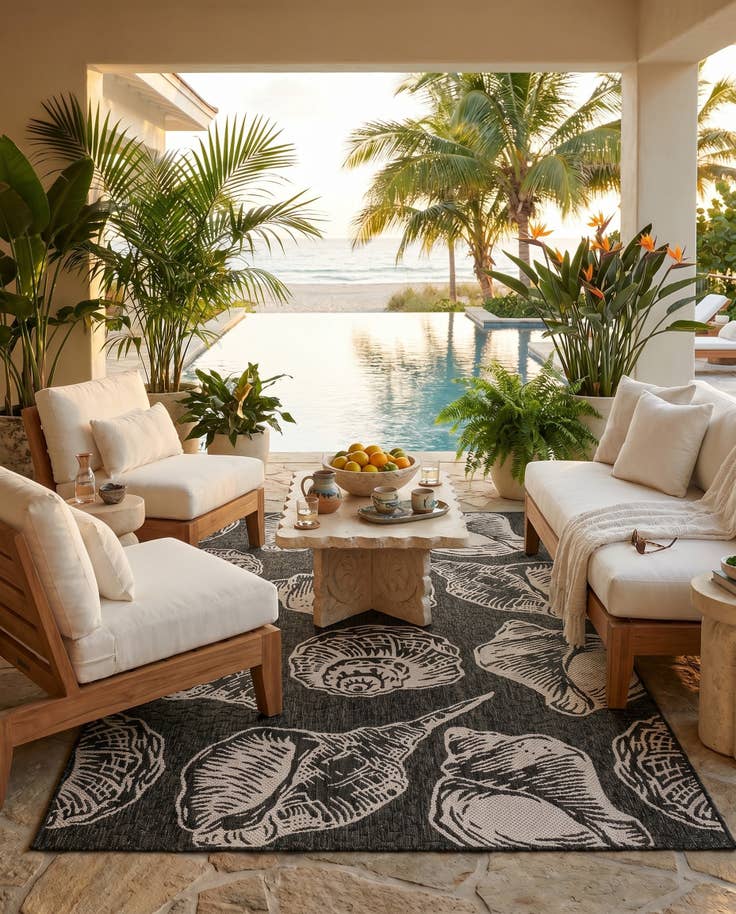 Detail image of 5' 3 x 8' Easy-Clean Coastal Indoor / Outdoor Rug