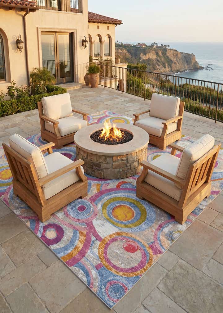 10' x 10' Easy-Clean Modern Indoor / Outdoor Square Rug