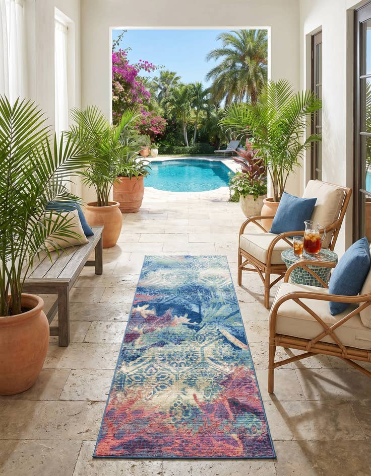 Detail image of 2' x 6' Easy-Clean Coastal Indoor / Outdoor Runner Rug