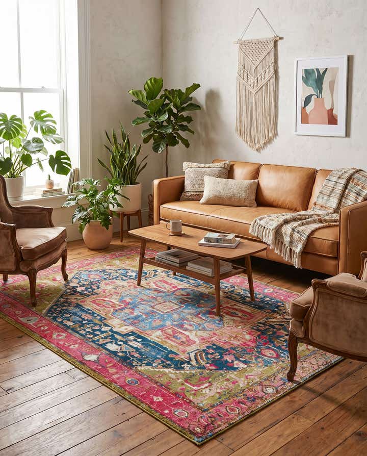 5' 3 x 8' Easy-Clean Traditional Indoor / Outdoor Rug