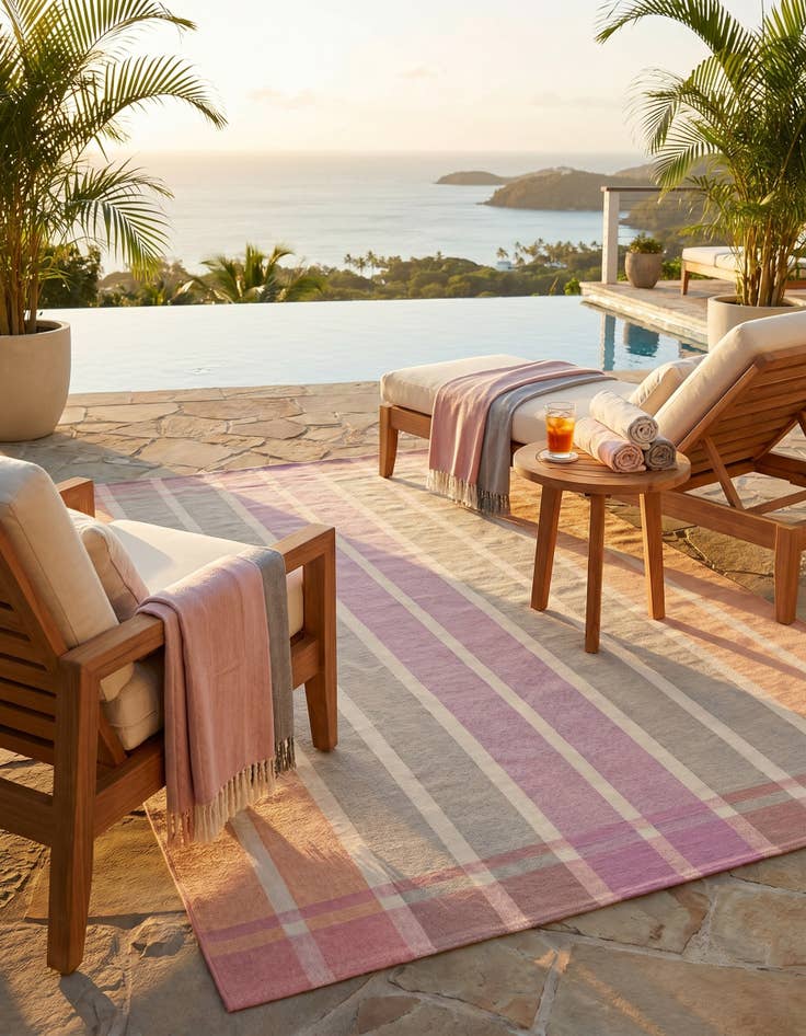 Detail image of 5' 3 x 8' Easy-Clean Striped Indoor / Outdoor Rug