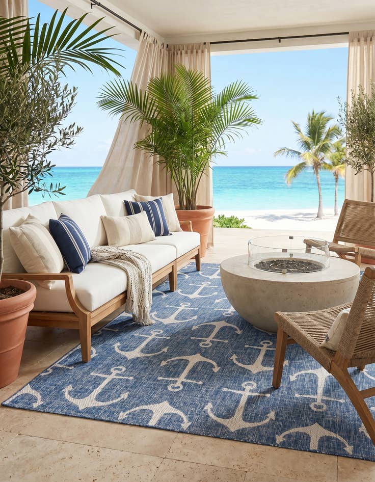 Detail image of 6' x 9' Easy-Clean Coastal Indoor / Outdoor Rug