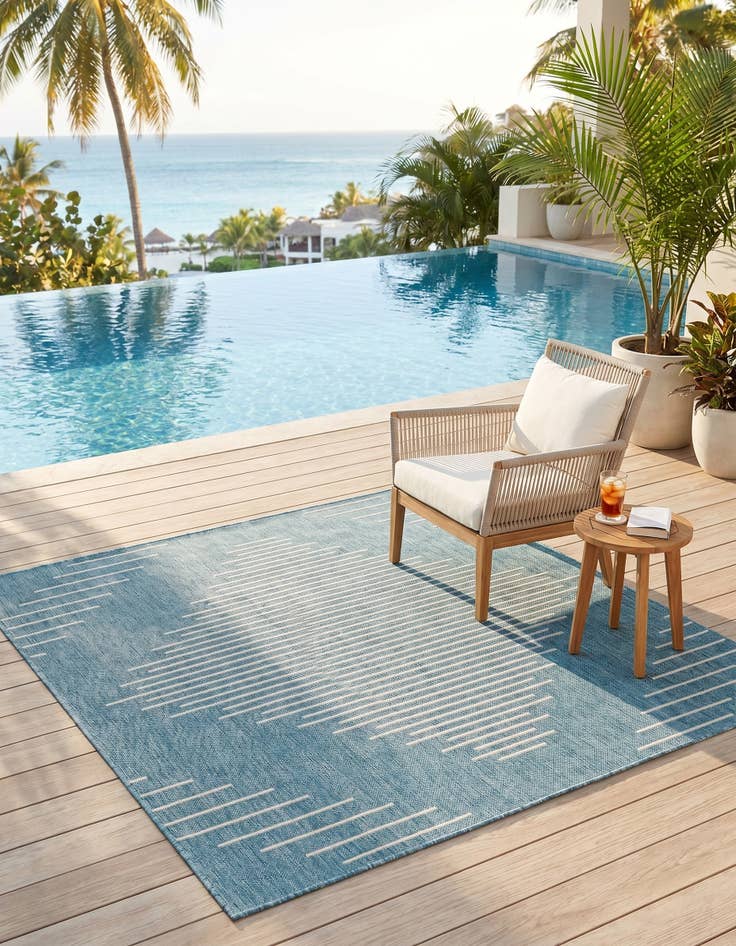 Detail image of 5' 3 x 5' 3 Easy-Clean Modern Indoor / Outdoor Square Rug