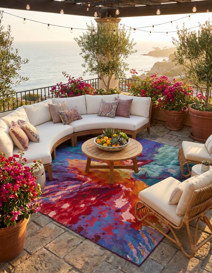 Detail image of 10' x 10' Easy-Clean Modern Indoor / Outdoor Square Rug