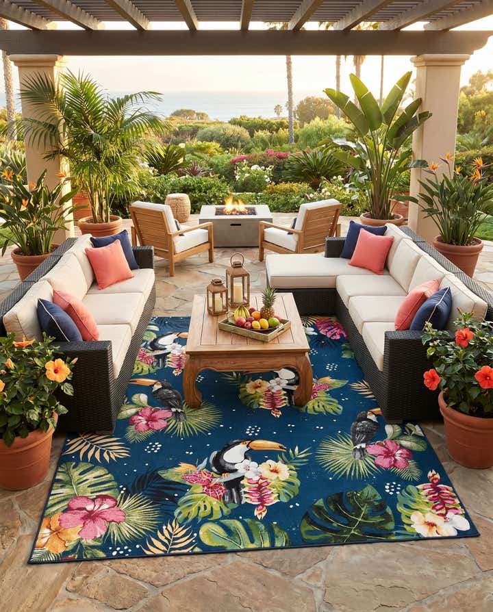 10' x 12' Easy-Clean Botanical Indoor / Outdoor Rug