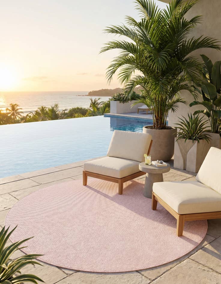 Detail image of 7' 10 x 7' 10 Easy-Clean Solid Indoor / Outdoor Round Rug