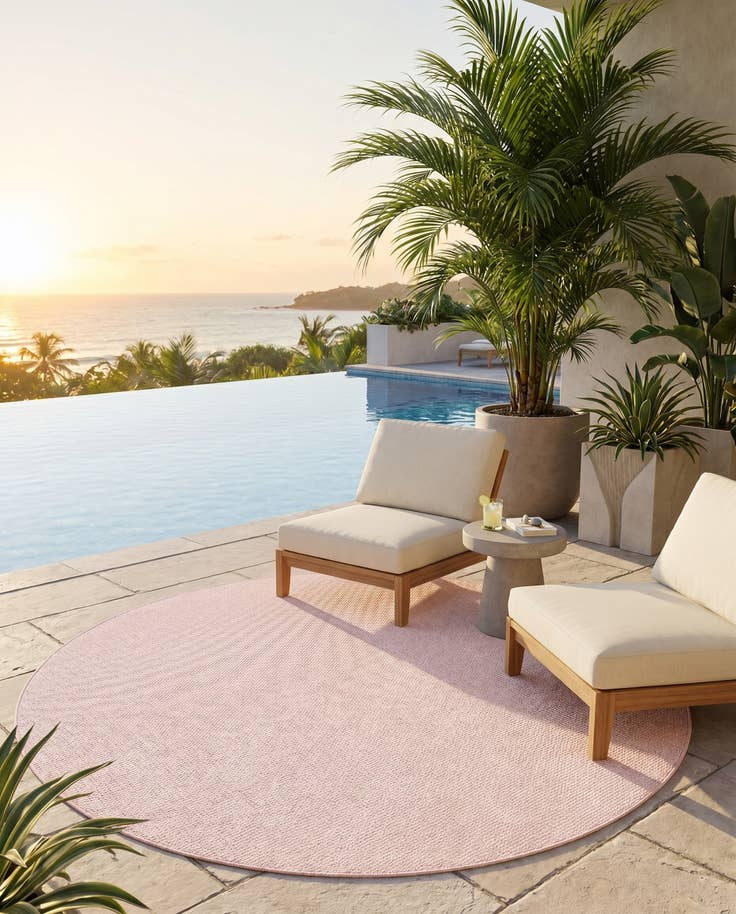 Detail image of 7' 10 x 7' 10 Easy-Clean Solid Indoor / Outdoor Round Rug