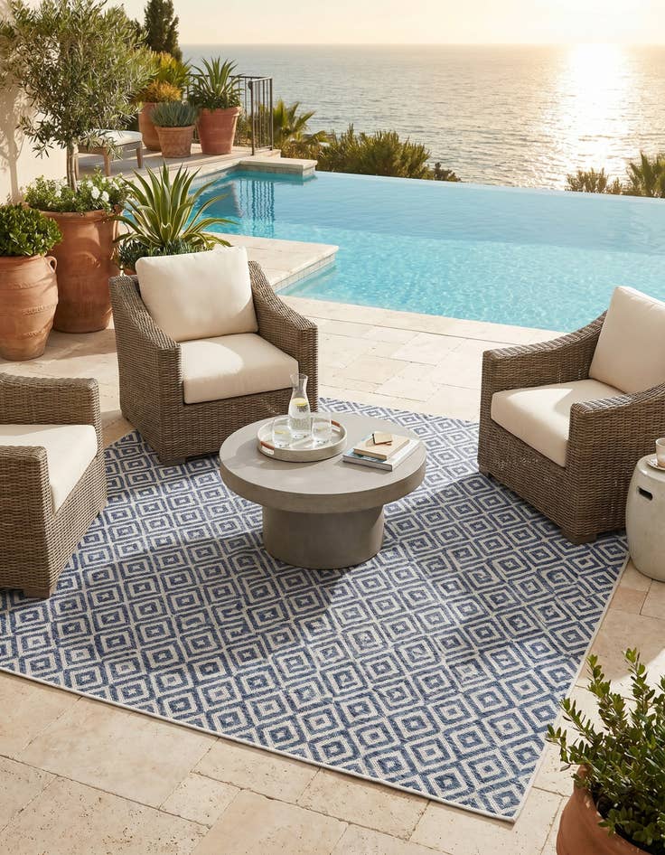 Detail image of 7' 10 x 7' 10 Easy-Clean Jill Zarin Costa Rica Indoor / Outdoor Square Rug