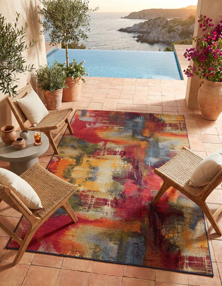 Detail image of 6' x 9' Easy-Clean Modern Indoor / Outdoor Rug