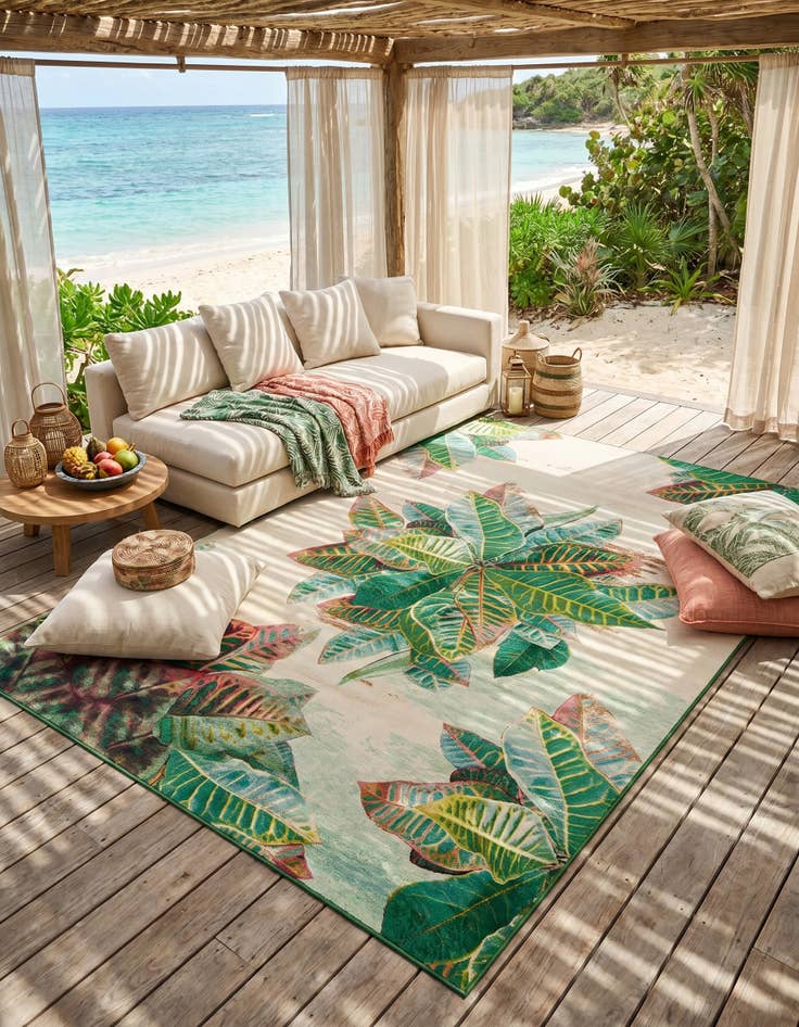 Detail image of 10' x 14' 2 Easy-Clean Botanical Indoor / Outdoor Rug