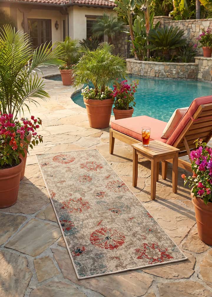 2' x 5' Easy-Clean Botanical Indoor / Outdoor Runner Rug