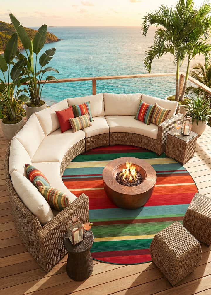 7' x 7' Easy-Clean Modern Indoor / Outdoor Round Rug