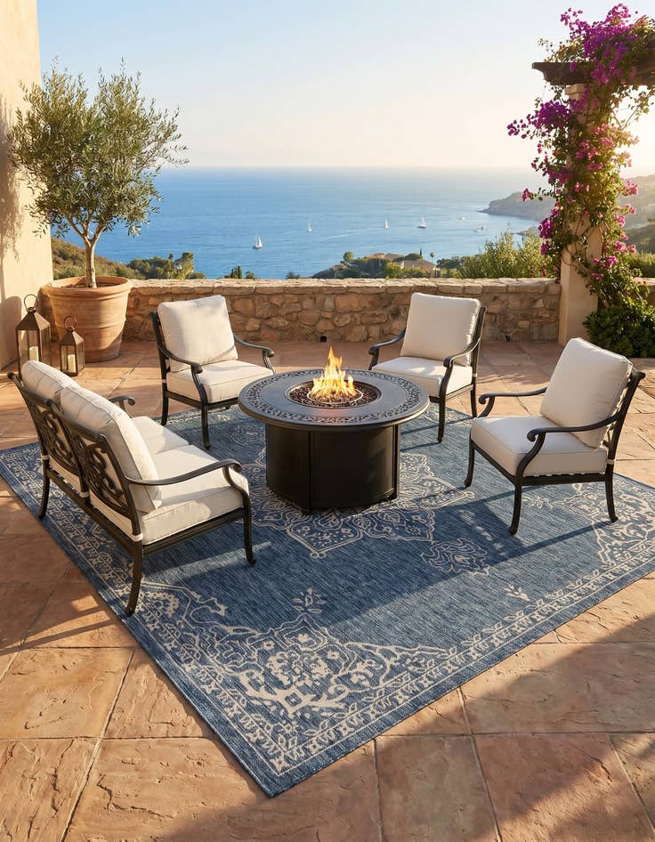 Detail image of 10' x 10' Easy-Clean Traditional Indoor / Outdoor Square Rug