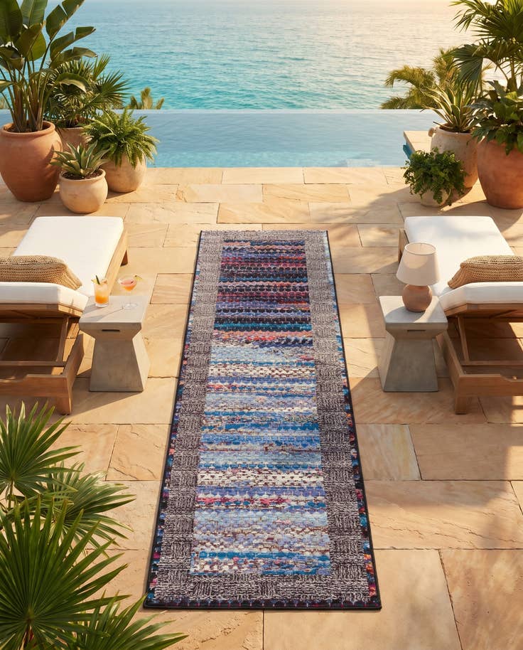 Detail image of 2' x 8' Easy-Clean Modern Indoor / Outdoor Runner Rug