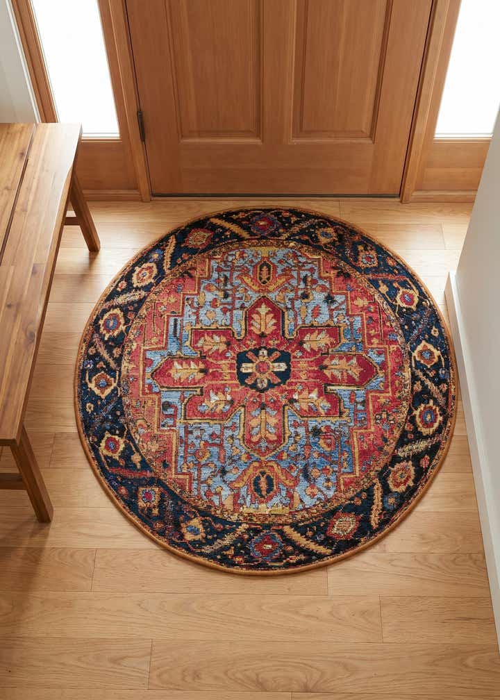 3' x 3' Easy-Clean Traditional Indoor / Outdoor Round Rug
