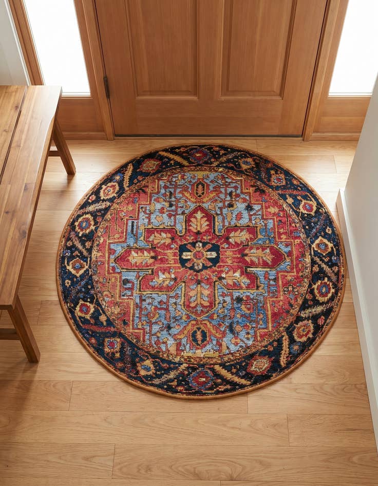 Detail image of 3' x 3' Easy-Clean Traditional Indoor / Outdoor Round Rug