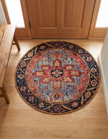 3' x 3' Easy-Clean Traditional Indoor / Outdoor Round Rug