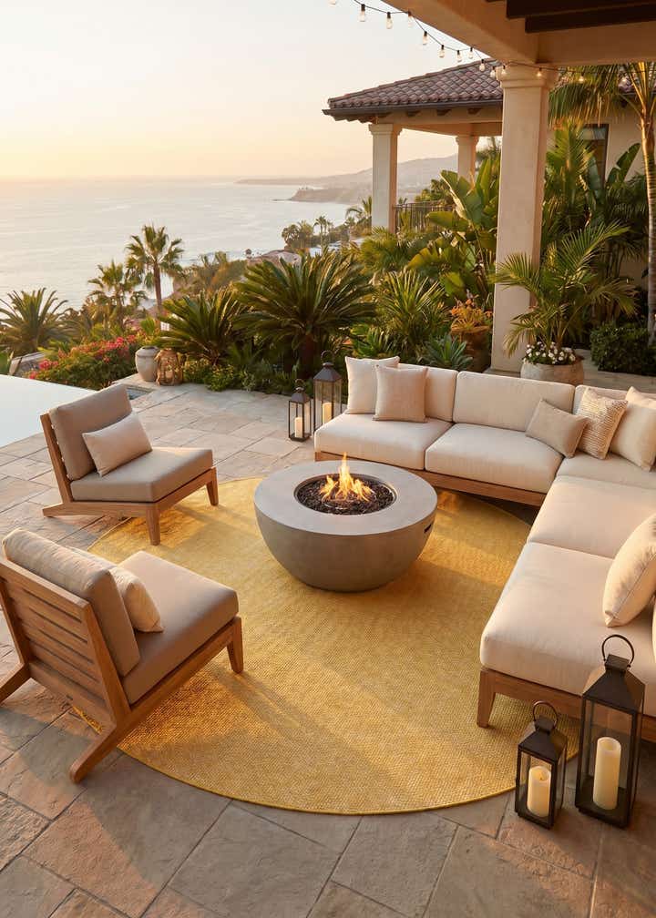 10' 8 x 10' 8 Easy-Clean Solid Indoor / Outdoor Round Rug