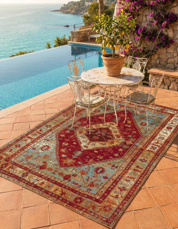 Detail image of 6' x 9' Easy-Clean Traditional Indoor / Outdoor Rug