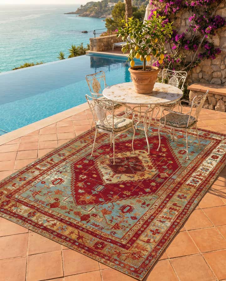 6' x 9' Easy-Clean Traditional Indoor / Outdoor Rug