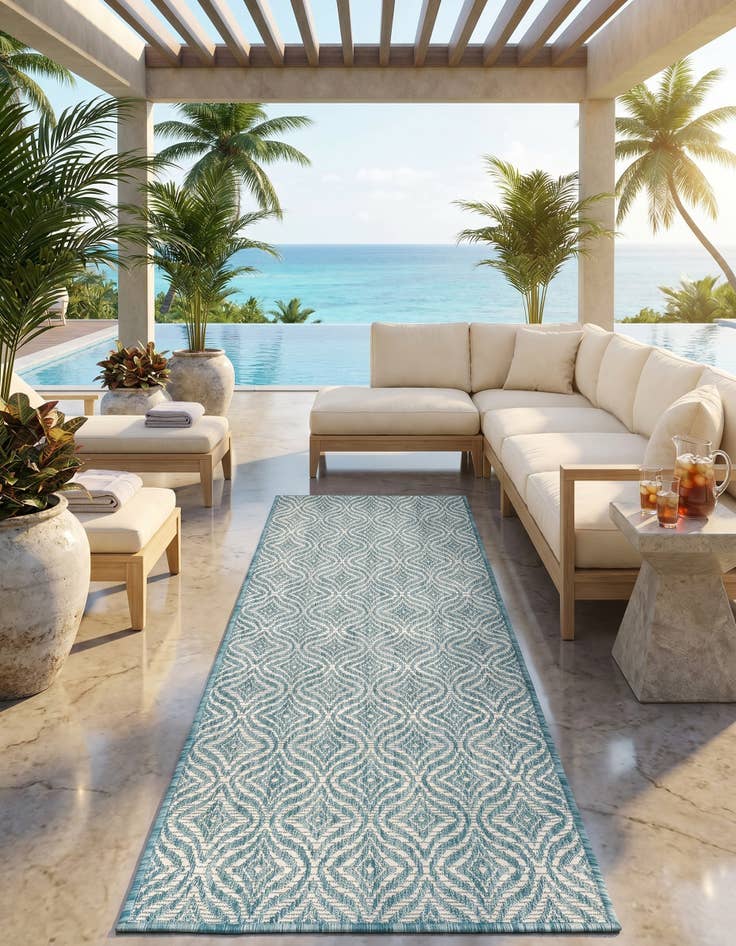 Detail image of 2' x 6' Easy-Clean Lattice Indoor / Outdoor Runner Rug