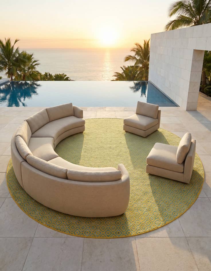 Detail image of 13' x 13' Easy-Clean Jill Zarin Costa Rica Indoor / Outdoor Round Rug