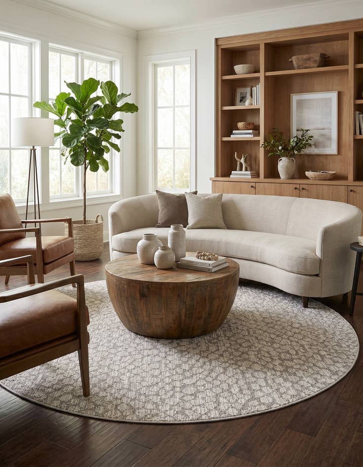 Detail image of 7' 10 x 7' 10 Easy-Clean Safari Indoor / Outdoor Round Rug