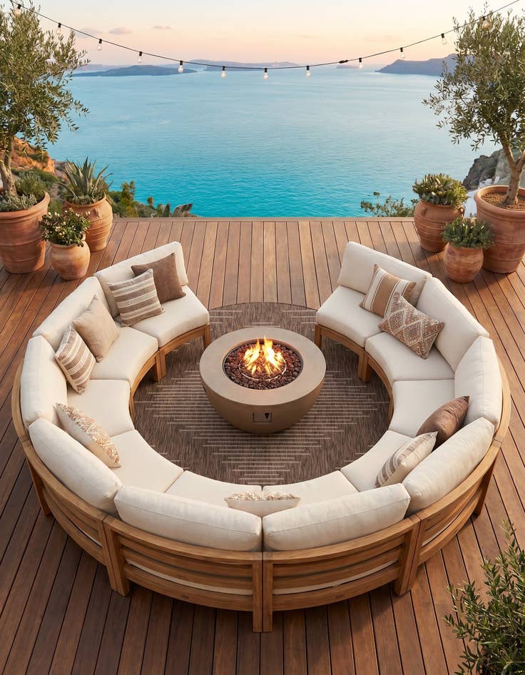 Detail image of 6' x 6' Easy-Clean Modern Indoor / Outdoor Round Rug