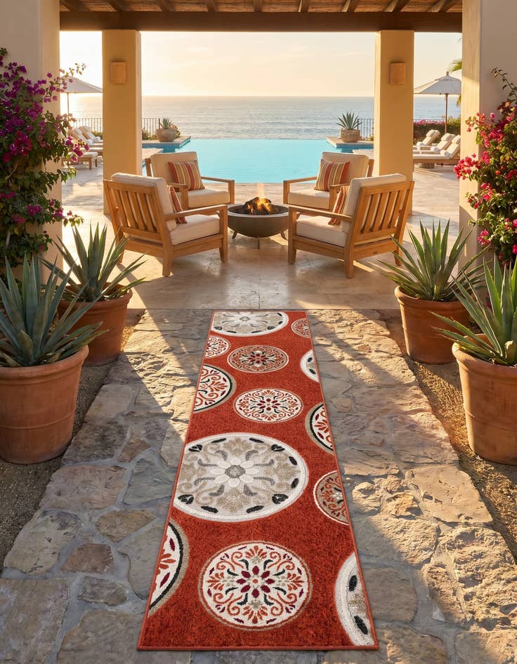Detail image of 2' x 8' Easy-Clean Modern Indoor / Outdoor Runner Rug