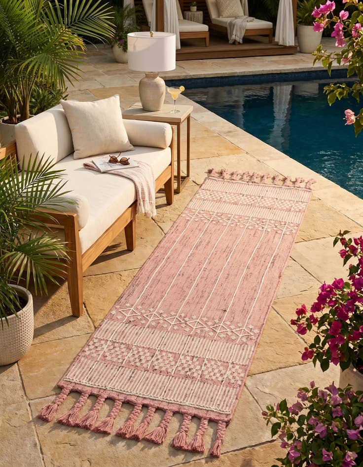 Detail image of 2' 2 x 8' 2 Easy-Clean Eco Bohemian Indoor / Outdoor Runner Rug