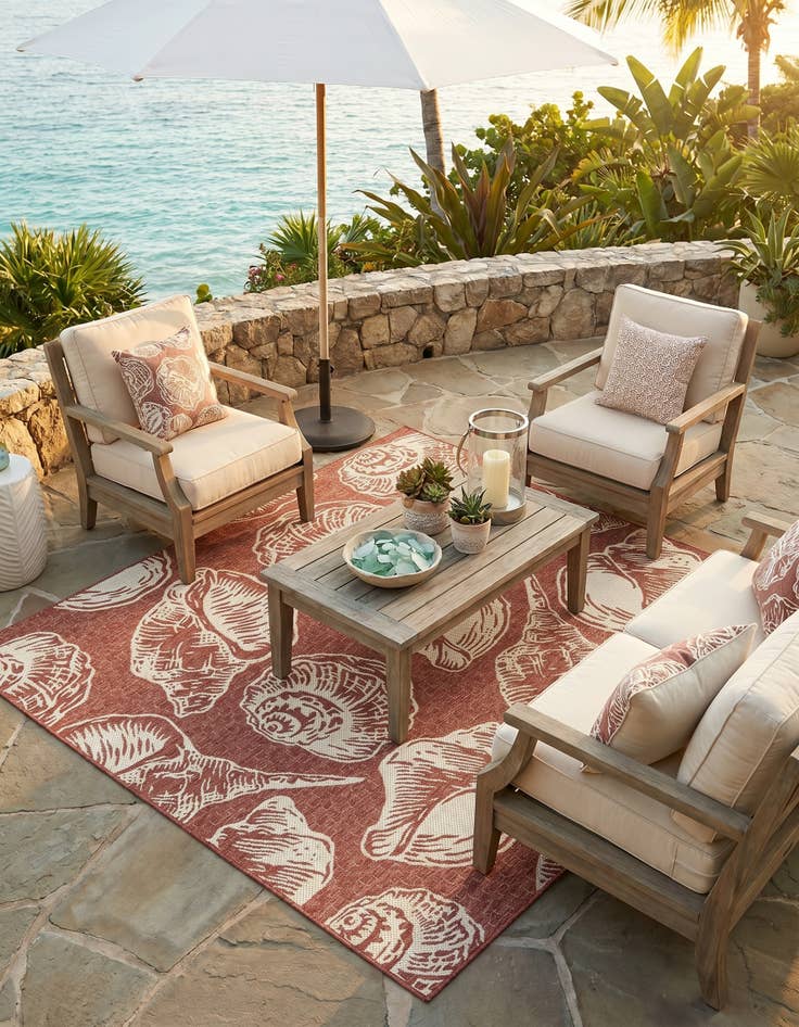Detail image of 7' 10 x 7' 10 Easy-Clean Coastal Indoor / Outdoor Square Rug