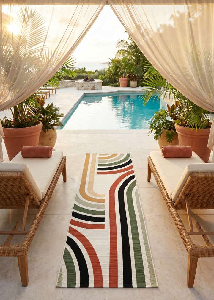 2' x 6' Easy-Clean Modern Indoor / Outdoor Runner Rug