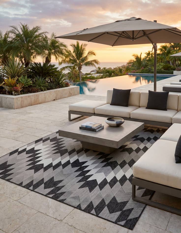 Detail image of 9' x 12' Easy-Clean Modern Indoor / Outdoor Rug