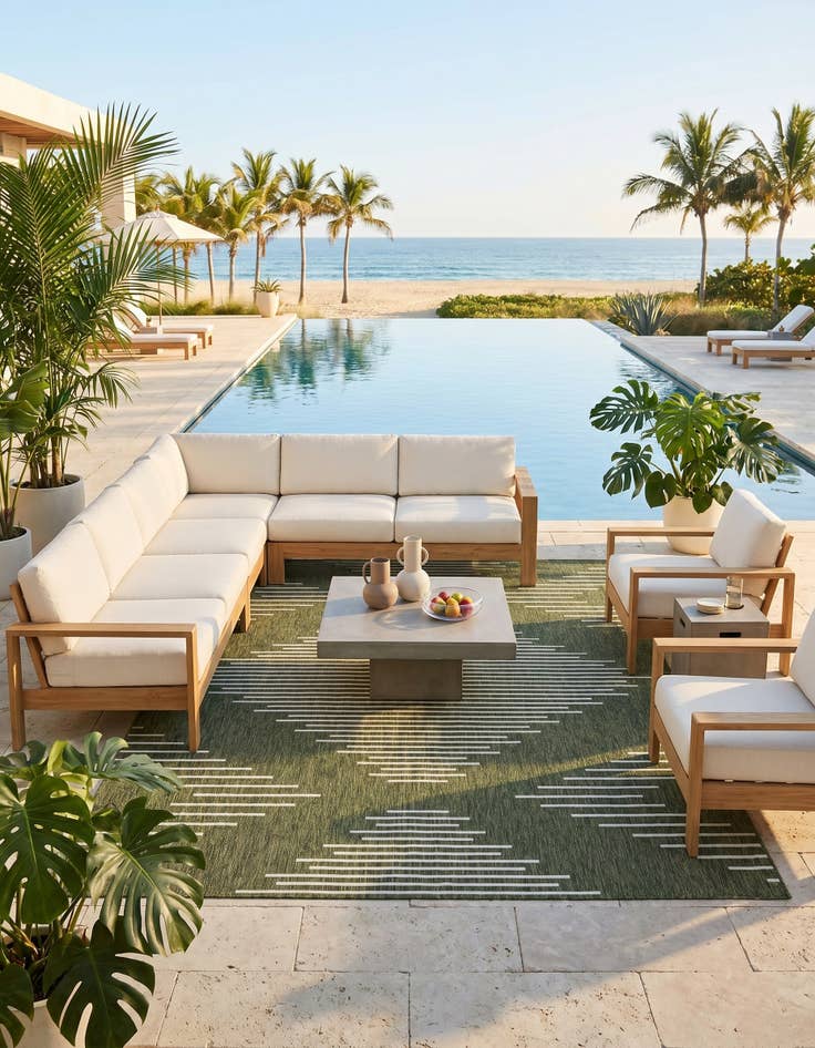 Detail image of 10' x 13' Easy-Clean Modern Indoor / Outdoor Rug